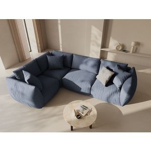 Coltar stanga 4 locuri, Chris-259, Micadoni Home, 295x210x80 cm, tesatura structurata chenille, albastru muted imagine