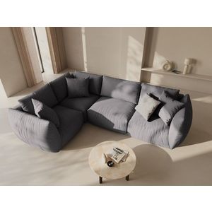 Coltar stanga 4 locuri, Chris-259, Micadoni Home, 295x210x80 cm, tesatura structurata chenille, gri beton imagine