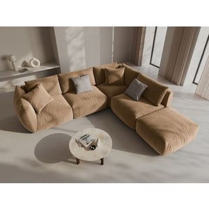 Coltar modular dreapta 4 locuri, Chris-184, Micadoni Home, 295x290x80 cm, catifea, bej sand imagine