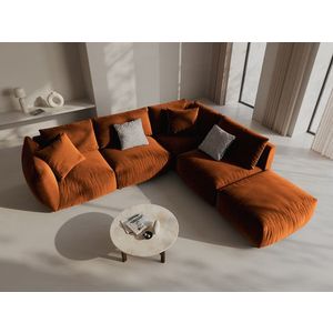 Coltar modular dreapta 4 locuri, Chris-184, Micadoni Home, 295x290x80 cm, catifea, teracota imagine