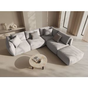 Coltar modular dreapta 4 locuri, Chris-259, Micadoni Home, 295x290x80 cm, tesatura structurata chenille, natural imagine