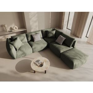Coltar modular dreapta 4 locuri, Chris-259, Micadoni Home, 295x290x80 cm, tesatura structurata chenille, verde deschis imagine