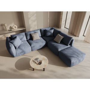 Coltar modular dreapta 4 locuri, Chris-259, Micadoni Home, 295x290x80 cm, tesatura structurata chenille, albastru muted imagine