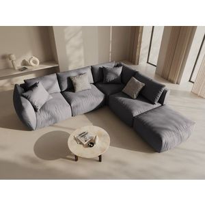 Coltar modular dreapta 4 locuri, Chris-259, Micadoni Home, 295x290x80 cm, tesatura structurata chenille, gri beton imagine