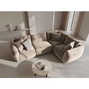 Coltar dreapta 4 locuri, Chris-184, Micadoni Home, 295x210x80 cm, catifea, ecru imagine