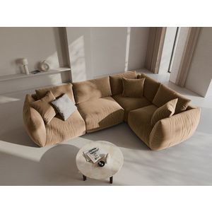 Coltar dreapta 4 locuri, Chris-184, Micadoni Home, 295x210x80 cm, catifea, bej sand imagine