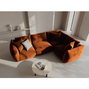 Coltar dreapta 4 locuri, Chris-184, Micadoni Home, 295x210x80 cm, catifea, teracota imagine