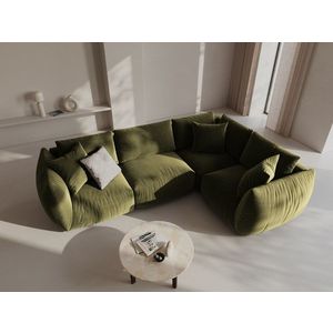 Coltar dreapta 4 locuri, Chris-184, Micadoni Home, 295x210x80 cm, catifea, verde deschis imagine