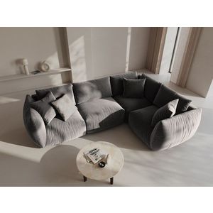Coltar dreapta 4 locuri, Chris-184, Micadoni Home, 295x210x80 cm, catifea, gri imagine