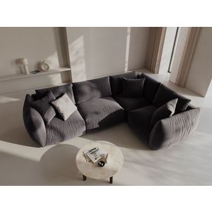 Coltar dreapta 4 locuri, Chris-184, Micadoni Home, 295x210x80 cm, catifea, gri inchis imagine
