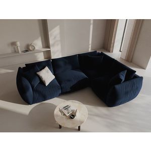 Coltar dreapta 4 locuri, Chris-184, Micadoni Home, 295x210x80 cm, catifea, albastru regal imagine
