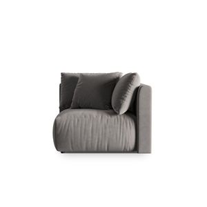 Modul pentru canapea, 1 loc, Chris-184, Micadoni Home, 100x100x80 cm, catifea, gri imagine