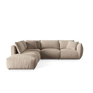 Coltar modular stanga 4 locuri, Chris-184, Micadoni Home, 295x290x80 cm, catifea, ecru imagine