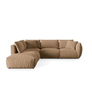 Coltar modular stanga 4 locuri, Chris-184, Micadoni Home, 295x290x80 cm, catifea, bej sand imagine