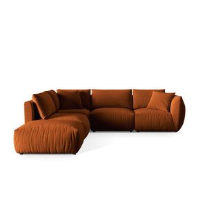 Coltar modular stanga 4 locuri, Chris-184, Micadoni Home, 295x290x80 cm, catifea, teracota imagine