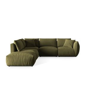Coltar modular stanga 4 locuri, Chris-184, Micadoni Home, 295x290x80 cm, catifea, verde deschis imagine