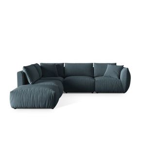 Coltar modular stanga 4 locuri, Chris-184, Micadoni Home, 295x290x80 cm, catifea, albastru pastel imagine