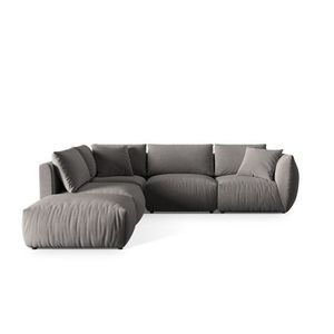 Coltar modular stanga 4 locuri, Chris-184, Micadoni Home, 295x290x80 cm, catifea, gri imagine