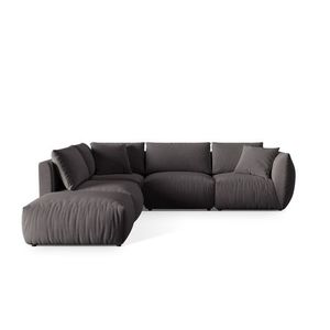 Coltar modular stanga 4 locuri, Chris-184, Micadoni Home, 295x290x80 cm, catifea, gri imagine