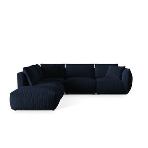 Coltar modular stanga 4 locuri, Chris-184, Micadoni Home, 295x290x80 cm, catifea, albastru regal imagine