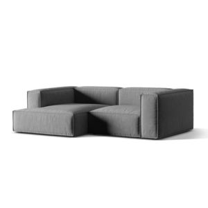 Coltar modular stanga 3 locuri, Nuria-88, Micadoni Home, 252x147x72 cm, catifea, gri imagine