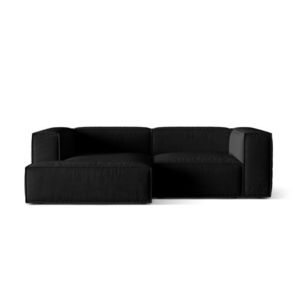 Coltar modular stanga 3 locuri, Nuria-88, Micadoni Home, 252x147x72 cm, catifea, negru imagine