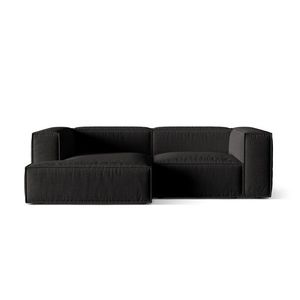 Coltar modular stanga 3 locuri, Nuria-215, Micadoni Home, 252x147x72 cm, tesatura structurata chenille, negru imagine