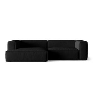 Coltar modular stanga 4 locuri, Nuria-88, Micadoni Home, 292x147x72 cm, catifea, negru imagine