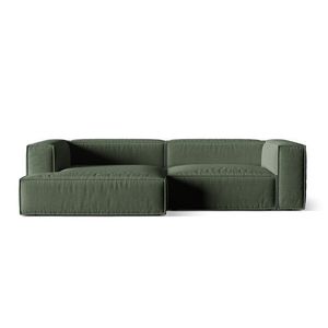 Coltar modular stanga 4 locuri, Nuria-215, Micadoni Home, 292x147x72 cm, tesatura structurata chenille, verde moss imagine