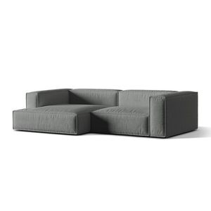 Coltar modular stanga 4 locuri, Nuria-215, Micadoni Home, 292x147x72 cm, tesatura structurata chenille, gri imagine