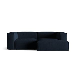 Coltar modular dreapta 3 locuri, Nuria-88, Micadoni Home, 252x147x72 cm, catifea, albastru inchis imagine