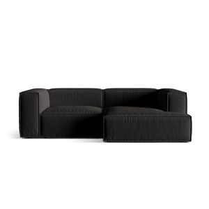 Coltar modular dreapta 3 locuri, Nuria-215, Micadoni Home, 252x147x72 cm, tesatura structurata chenille, negru imagine