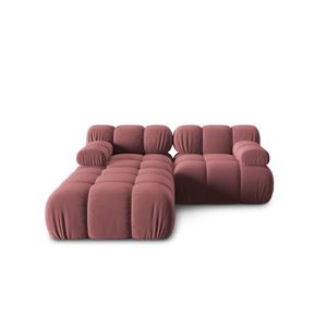 Canapea modulara 3 locuri, Bellis-51, Micadoni Home, 188x188x70 cm, catifea, roz imagine