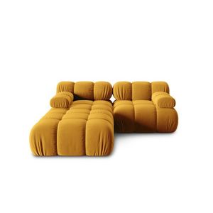Canapea modulara 3 locuri, Bellis-51, Micadoni Home, 188x188x70 cm, catifea, galben imagine