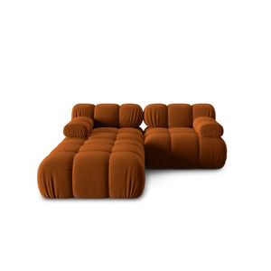 Canapea modulara 3 locuri, Bellis-51, Micadoni Home, 188x188x70 cm, catifea, teracota imagine