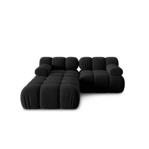 Canapea modulara 3 locuri, Bellis-51, Micadoni Home, 188x188x70 cm, catifea, negru imagine