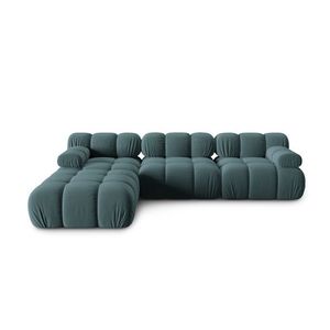 Canapea modulara 4 locuri, Bellis-51, Micadoni Home, 282x188x70 cm, catifea, turcoaz imagine