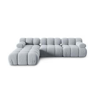 Canapea modulara 4 locuri, Bellis-51, Micadoni Home, 282x188x70 cm, catifea, albastru deschis imagine
