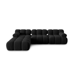 Canapea modulara 4 locuri, Bellis-51, Micadoni Home, 282x188x70 cm, catifea, negru imagine