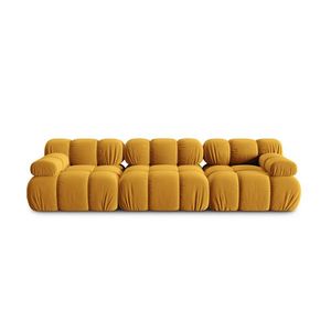 Canapea modulara 3 locuri, Bellis-51, Micadoni Home, 282x94x70 cm, catifea, galben imagine