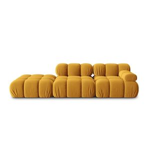 Canapea modulara 4 locuri cotiera stanga, Bellis-51, Micadoni Home, 282x94x70 cm, catifea, galben imagine
