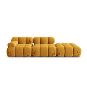 Canapea modulara 4 locuri cotiera dreapta, Bellis-51, Micadoni Home, 282x94x70 cm, catifea, galben imagine