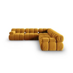 Coltar simetric 5 locuri, Bellis-51, Micadoni Home, 282x282x70 cm, catifea, galben imagine