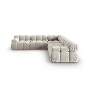Coltar simetric 5 locuri, Bellis-51, Micadoni Home, 282x282x70 cm, catifea, bej inchis imagine