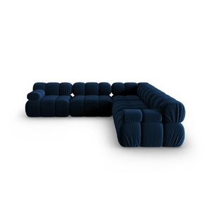 Colțar albastru cu tapițerie din catifea Bellis – Micadoni Home imagine