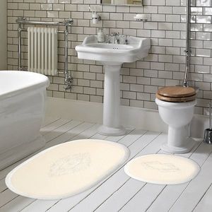 Set covorase de baie 2 piese, Alanur Home, Melek, Poliester, Crem imagine