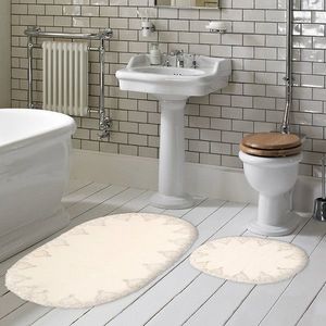 Set covorase de baie 2 piese, Alanur Home, Zara, Poliester, Crem imagine