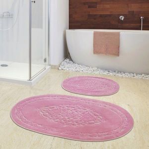 Set covorase de baie 2 piese, Alanur Home, COTTONKT000074, Bumbac, Roz pudra imagine