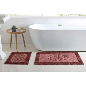 Set covorase de baie 2 piese, Alanur Home, COTTONKT000210, Bumbac, Rosu claret imagine