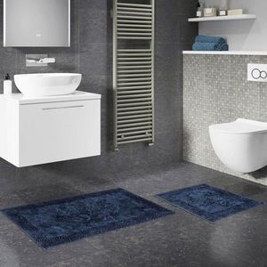 Set covorase de baie 2 piese, Alanur Home, COTTONKT000422, Bumbac, Albastru inchis imagine